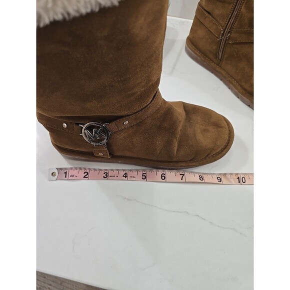 Michael Kors Faux Fur Faux Suede Boots Womens 5 Brown Designer Winter Y2K Cozy - Picture 6 of 8